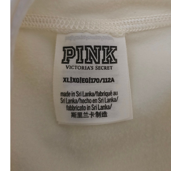 Victoria Secret Pink Cream Crop Pockets Pullover Athletic Women's Jacket XL - Picture 5 of 6